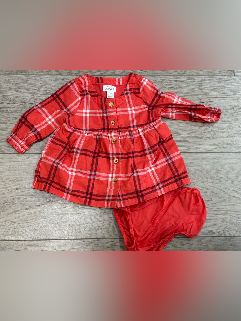 Cat & Jack Corral Red Plaid Baby Tunic with Matching Bloomer